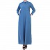 Front open abaya with Tie-ribbon- French Blue Front open abaya with Tie-ribbon- French Blue